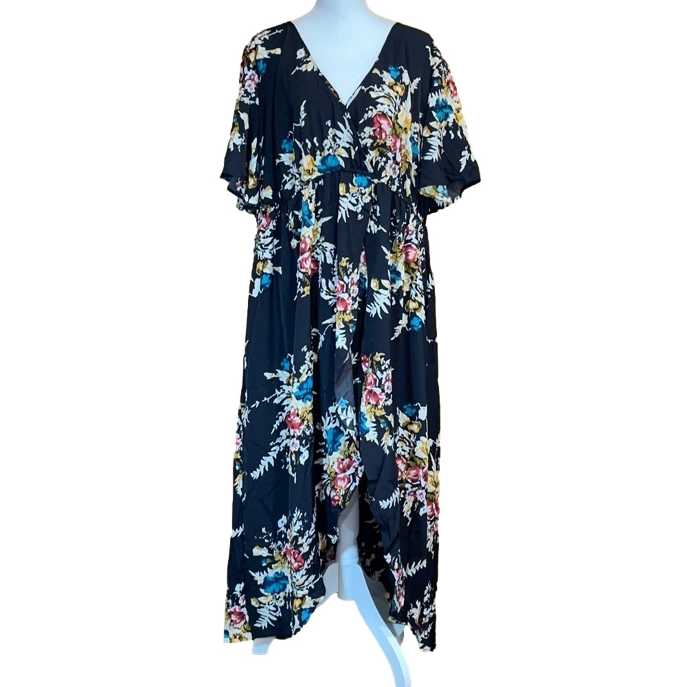 Rosegal Floral Print High Low Maxi Dress - EUC